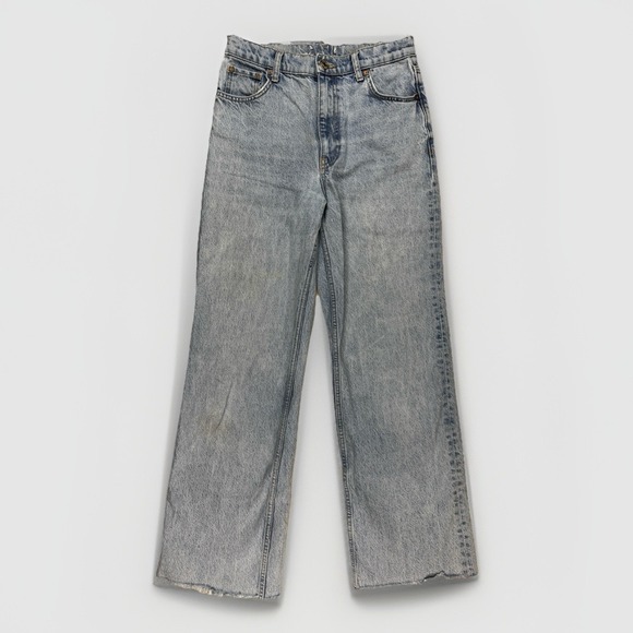 Zara Denim - Zara The 90s Wide Full Length High Rise Raw Hem Frayed Jeans Size 6 / 28 READ
